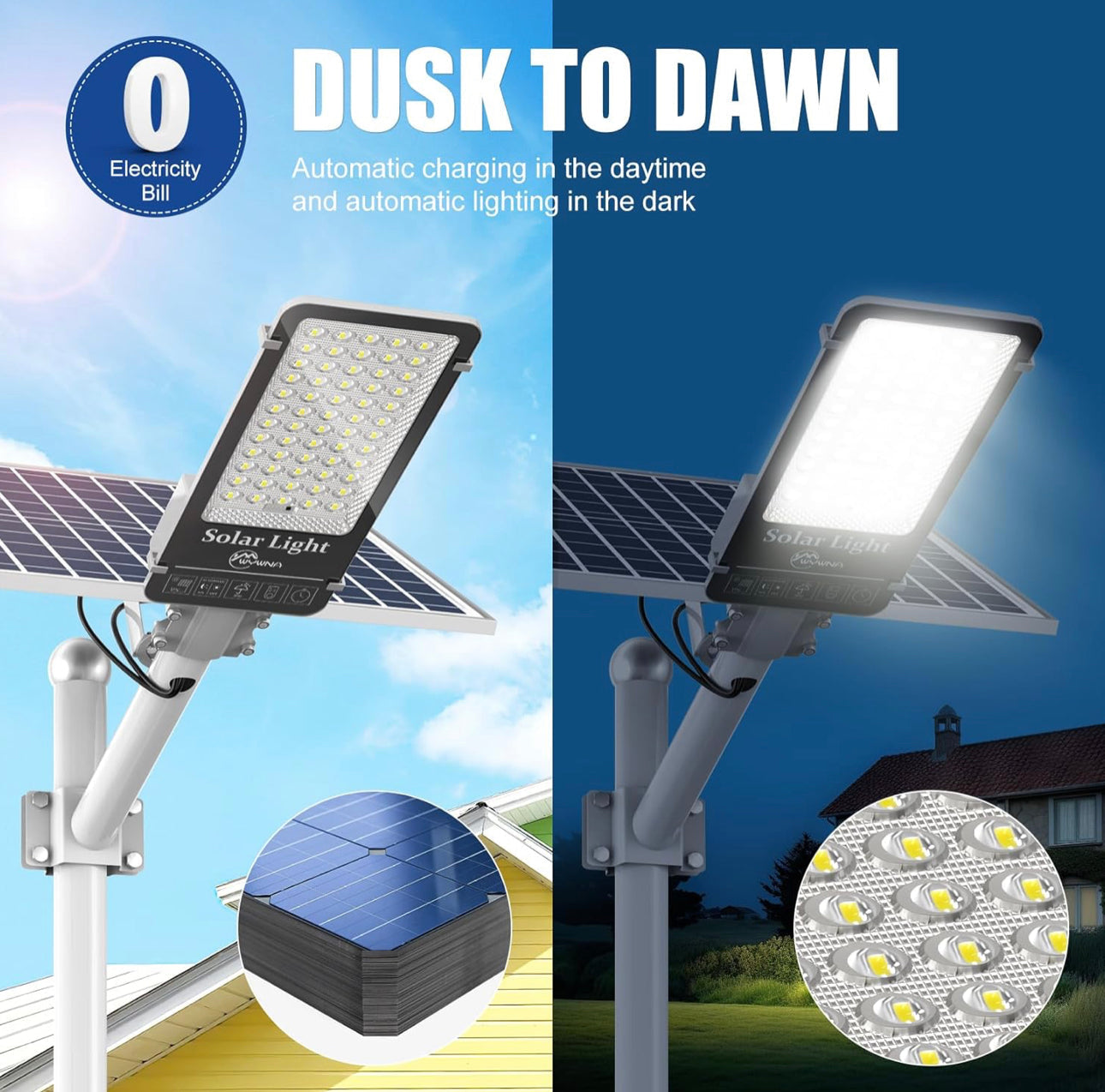 Commercial Solar Street Lights Outdoor Waterproof Dusk to Dawn