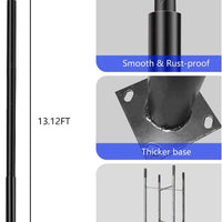 Street Light Pole 13.12ft Garden Light Pole Outdoor Heavy Metal Light Pole Field Light Pole Ranch Light Pole Black Iron Aluminum Pole with Ground Cage and Mounting Kit for Heavy Duty