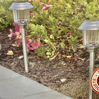 SmartYard Solar Pathway Lights Stainless-Steel and Glass (8 pack)