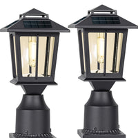 2 Pack Metal Solar Post Lights Outdoor, Waterproof Fence Post Lights Solar Powered, Wood 4X4 Solar Post Cap Lights, Solar Deck Post Lights Decorations Patio Porch Railing