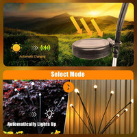 4 Pack Upgraded 8 LED Solar Powered Firefly Lights,Outdoor Waterproof Vibrant Garden Warm White