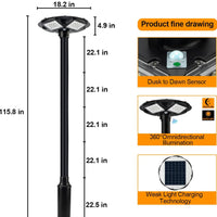 Commercial Solar Flag Pole Outdoor Lamp Post Light with 98 inch Pole IP67 Waterproof Solar Post Light With Remote