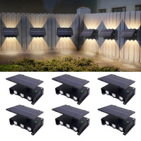 6 Pack Solar Fence Lights, Solar Deck Lights, Waterproof Outdoor Wall Lights (Warm White)