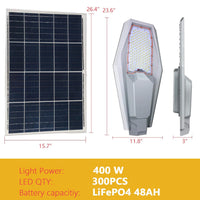 4000W Die cast Aluminum commercial Outdoor Solar Street Lamp, Remote Control 48000mAH Li-Fe Battery