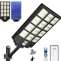 2000W Solar Street Light Outdoor, 250000LM 6500K with Mobile App Remote Control Dusk to Dawn LED Motion Lamp, IP67 Waterproof