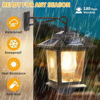 2 Pack Solar Aluminum Wall Lanterns with Replaceable Bulb,Outdoor Hanging Solar Lights with 4 Solar Panels,Anti-Rust