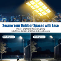 1800W LED Street Light Outdoor - 3 Color Temperature Change Solar Lights , Dusk to Dawn, Motion Sensor With Remote