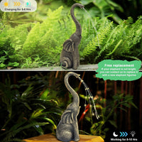 Garden Statues Elephant Decor with LED Solar Lights - Set of 2 Good Luck Christmas Elephant