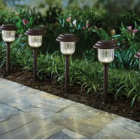 SmartYard Solar Pathway Lights Stainless-Steel and Glass (8 pack)