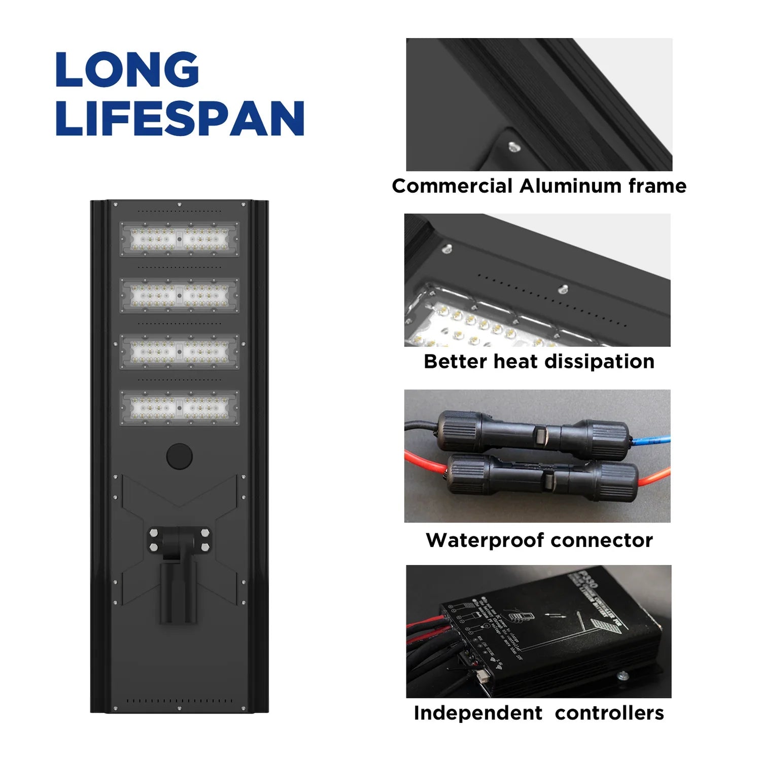 2500W Commercial Solar Power LED Parking Lot / Street/ Arena Light 160000 Lumen - (Black)