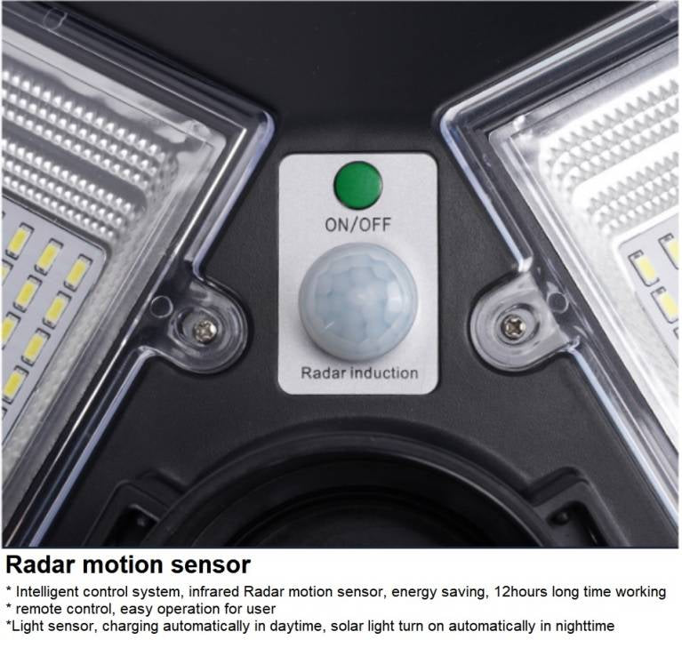 1200W Solar UFO Motion Sensor All in one Solar Garden Street Light With Remote Control