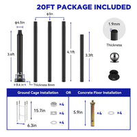 Tall Street Light Pole, Street Lamp Post for Outdoor Lights, Solar Street Light Pole