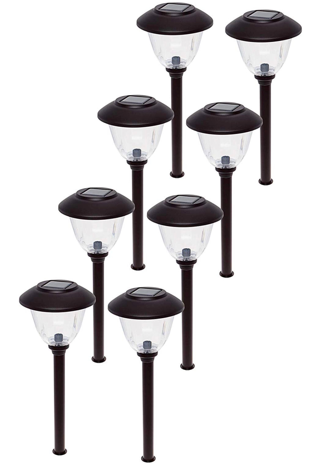 Energizer 8 Pack Solar Pathway LED Lights Outdoor-Stainless Steel ( Black )