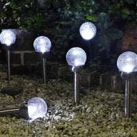 Berkley Jensen Steel Solar Crackle Glass Ball PathWay Lights- 8 Pack