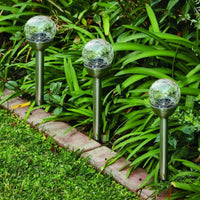 Berkley Jensen Steel Solar Crackle Glass Ball PathWay Lights- 8 Pack