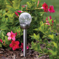 Berkley Jensen Steel Solar Crackle Glass Ball PathWay Lights- 8 Pack