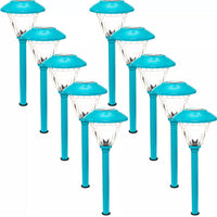 10 Pack Solar Pathway LED Lights Outdoor-Stainless Steel ( Turquoise )