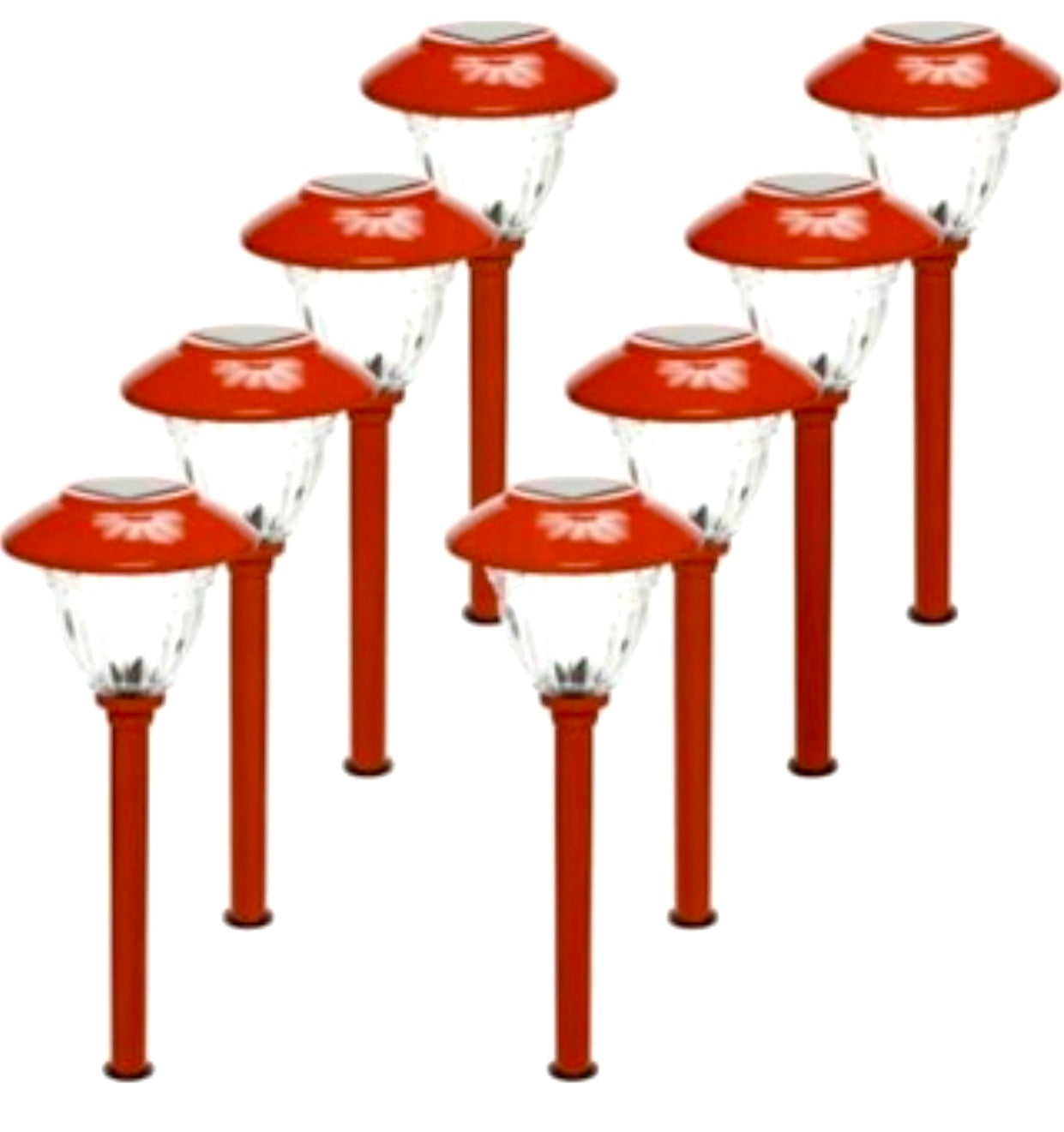 NEW LED Energizer 8 Pack Color On Demand Solar Pathway Lights Outdoor-Stainless Steel ( Red )