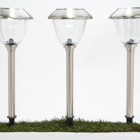 Energizer 8 Pack Solar Pathway LED Lights Outdoor- Glass and Stainless Steel ( Silver )