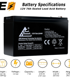 12v 7Ah Sealed Lead Acid Battery for Universal ALARM CONTROL SYSTEM