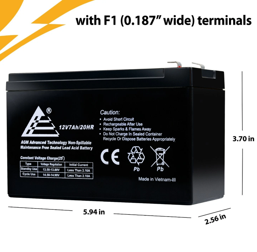 SLA f1 12v 7ah Battery v dim