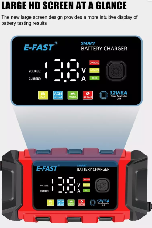 12V Smart Car Battery Charger Automatic Lifepo4 Repair Maintainer Trickle
