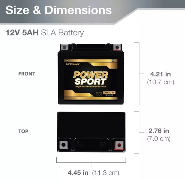 2-Pack ExpertPower YTX5L-BS Gel Batteries – 12V 5AH For Motorcycle, ATV, Scooter