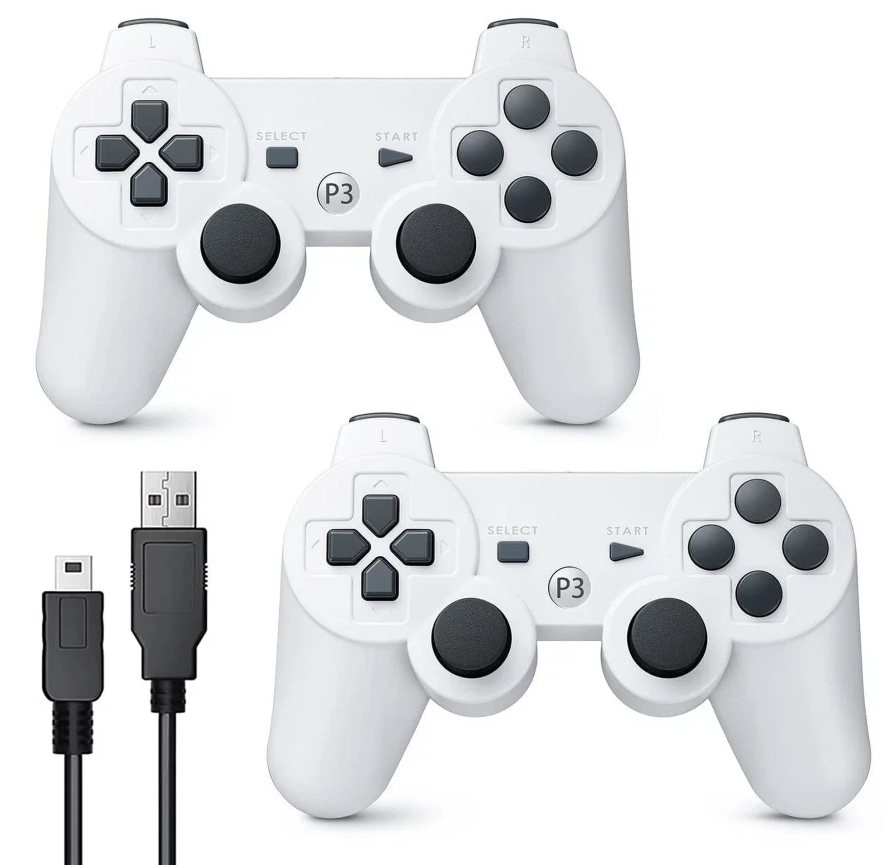 (2 Pack) White Wireless Bluetooth Video Game Controller Pad For Sony PS3 Playstation 3