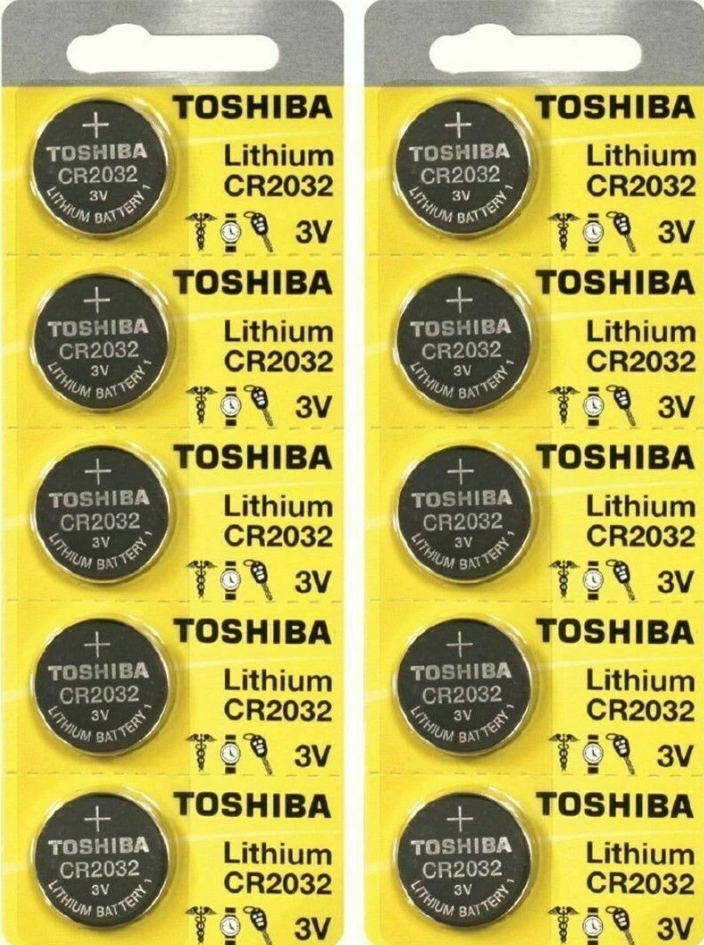 Toshiba CR2032 CR 2032 3V LITHIUM BATTERY BR2032 DL2032 Remote (10 Pack)