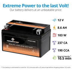 YTZ10S-BS Maintenance Free - Sealed AGM Motorcycle Battery