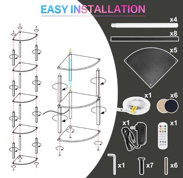 Light Up Corner Shelf Bookshelf