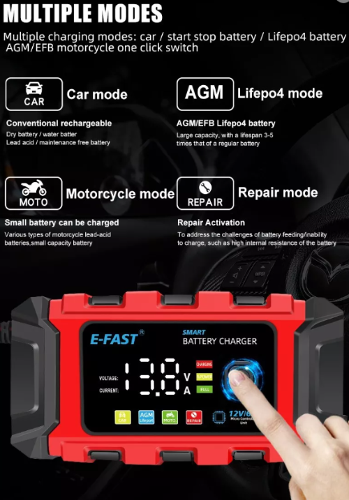 BW Automatic Lifepo4 Battery Charger 12v Smart Charger with Repair Trickle