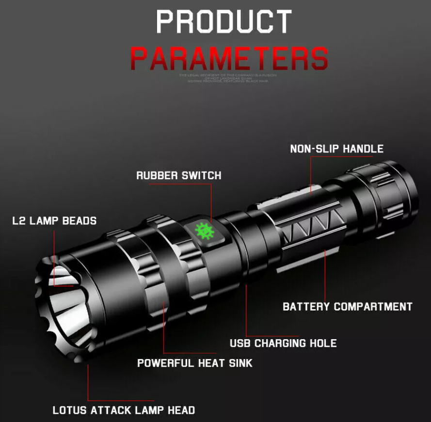 Commander Tactical Rechargeable Flashlights 2 Pack