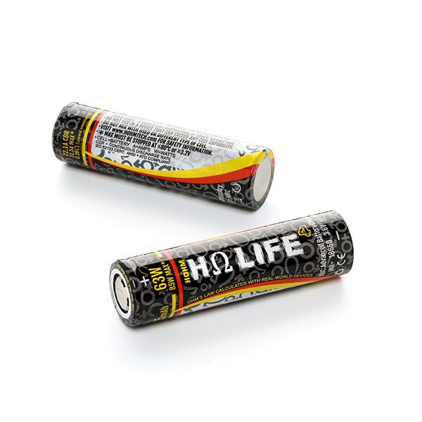 2-Slot 18650 Charger with 2 Hohm Life Batteries (Charger Fits: 18650, 20700, 21700, 26650)