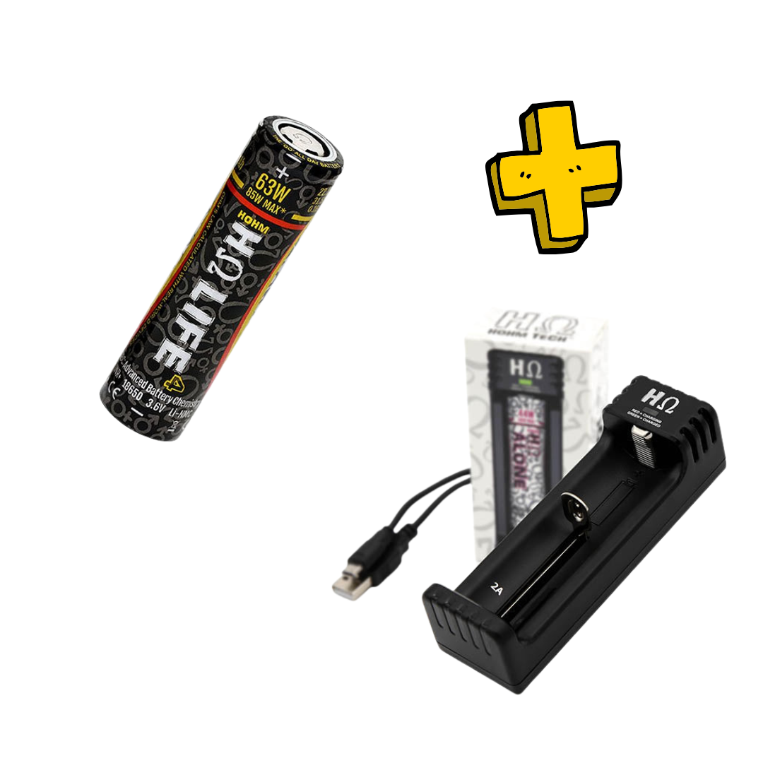 1-Slot 18650 Charger with 1 Hohm Life Battery (Charger Fits: 18650, 20700, 21700, 26650) (Copy)