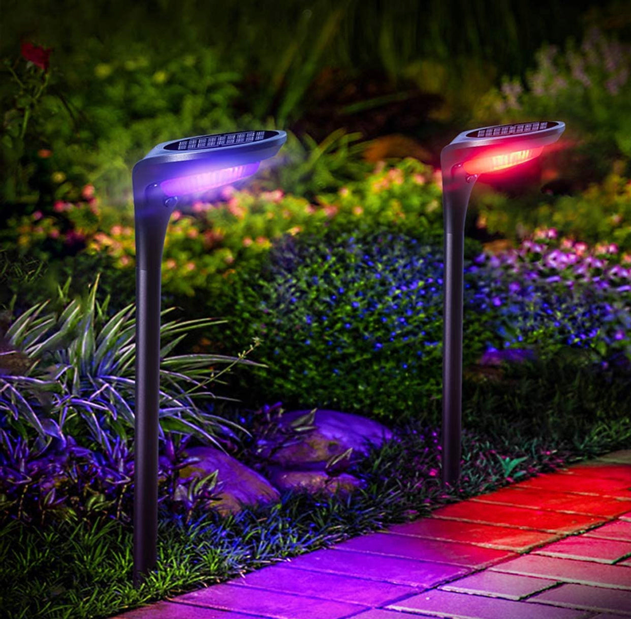 SmartYard Solar Pathway Lights, 4-Pack Color Glow Solar Garden Lights  LED Landscape Lighting, Auto Color Changing & Fixed