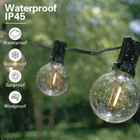 Pro - Globe Solar LED Outdoor String Lights – Waterproof, G40 Retro Edison Filament Bulbs - 23 Ft Patio Lights Create Bistro Ambience- Warm White