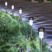 24 Pack Outdoor Stainless Steel Solar Power Lawn Garden Landscape Path LED Light