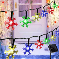 Twinkle Star Solar Snowflake String Lights, 100 LED 32.5 FT Outdoor Christmas Fairy Lights, 8 Lighting Modes & Waterproof