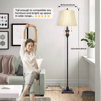 Surfhia - Free Standing Elegant Floor Lamp - Bell Shape Fabric Shade - LED Bulb Included - Bronze