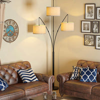 Modern Arc Floor Lamp w/ Marble Base -- 3 Lights Hanging Over The Couch from Behind - Multi Head Arching Tree Lamp -Oil Rubbed Bronze