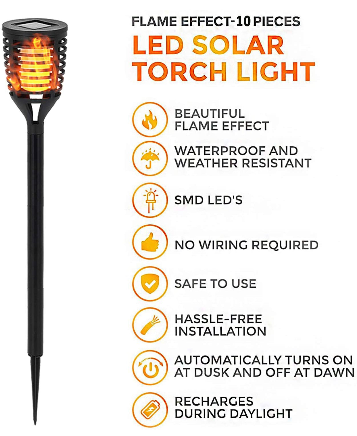 Outdoor Mini Solar Torch Light with Dancing Flickering Flame