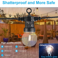 Waterproof Solar LED Outdoor String Lights – 1W Retro Edison Globe Bulbs - 27 Ft Bistro Lights