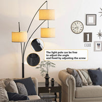 Modern Arc Floor Lamp w/ Marble Base -- 3 Lights Hanging Over The Couch from Behind - Multi Head Arching Tree Lamp -Oil Rubbed Bronze