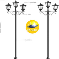 3 Fixture Outdoor Solar LED Lamp Post With 50 Lumen - 72Inch