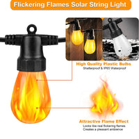 Flickering LED Bulbs - Solar Panel Powered Hanging String Lights - Create Ambience In Your Yard, Deck - 27 Ft