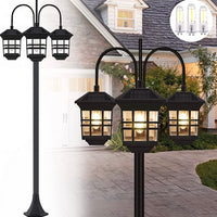 SmartYard 74.8“ Outdoor Lamp Post Lights Solar Powered,3-Head Waterproof Street Lights 60 lumens