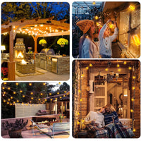 Flickering LED Bulbs - Solar Panel Powered Hanging String Lights - Create Ambience In Your Yard, Deck - 27 Ft