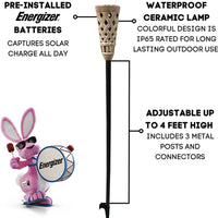 Energizer LED Ceramic Solar Tiki Torch Lights Dancing Lights Outdoor Waterproof 2 Pack