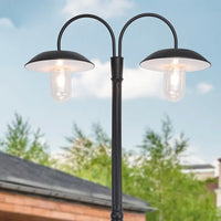 SmartYard Dual Head Solar Outdoor Post Light, Dusk to Dawn, Bulbs Included, Black(Head & Pole)